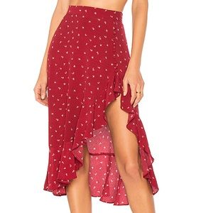 For Love & Lemons La Lana Midi Skirt in Burgundy